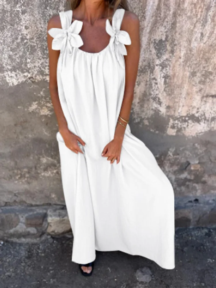 V-neck Solid Color Short Sleeved Lace Up Women's Dress High Street Fashion Elegant Commuting Style Summer Dresses